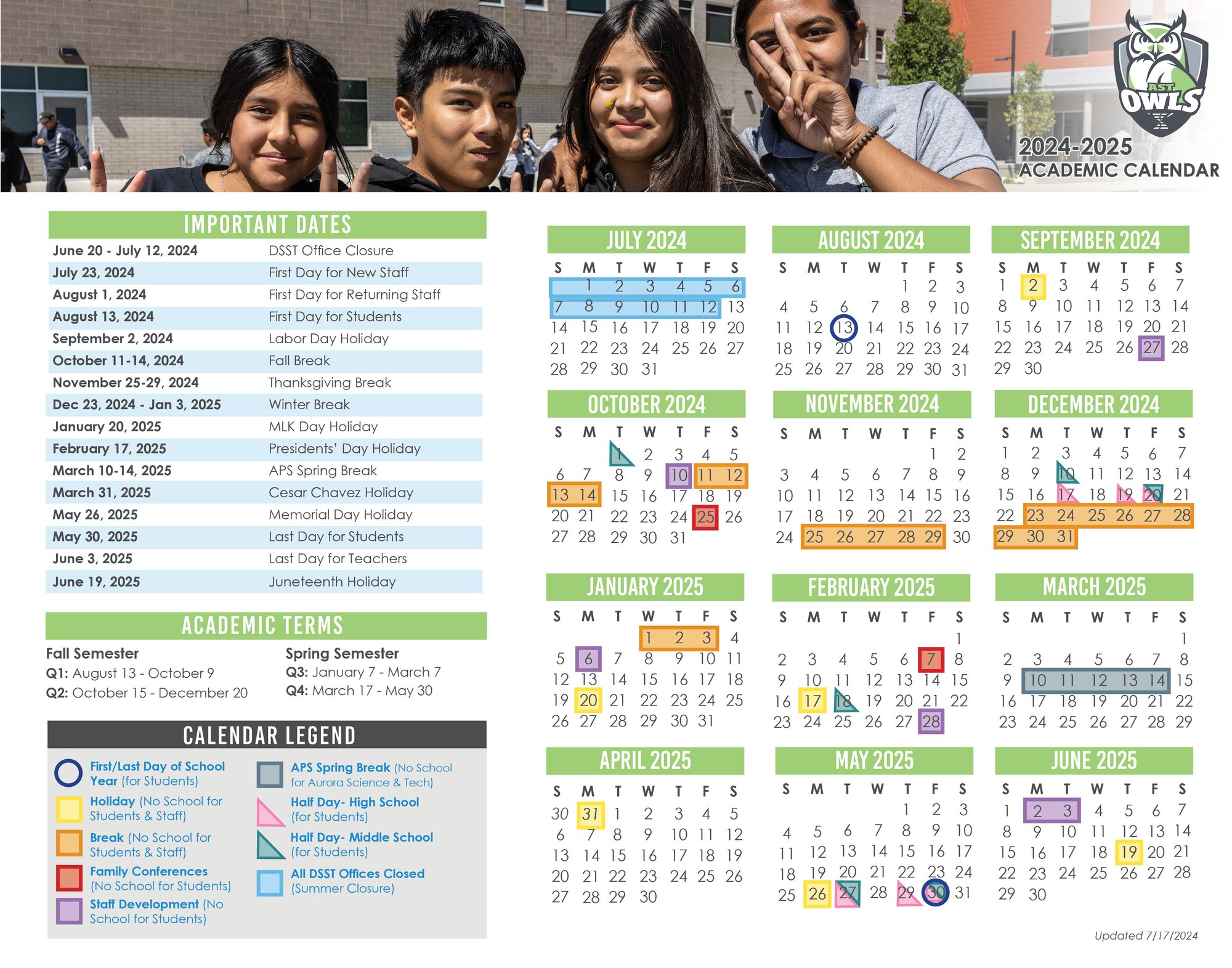 AST MS and HS Calendar 24-25 English